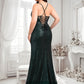 Joan Trumpet/Mermaid V-Neck Sweep Train Sequin Prom Dresses With Sequins DLP0025839