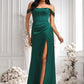 Alondra A-line Off the Shoulder Floor-Length Satin Bridesmaid Dress DLP0025743