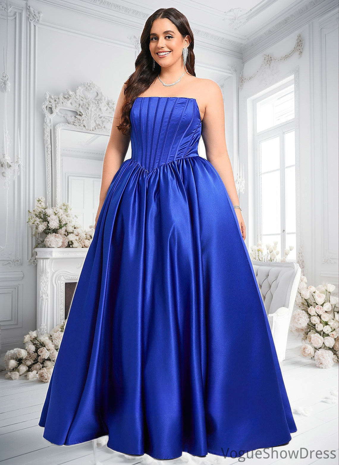 Marilyn Ball-Gown/Princess Straight Floor-Length Satin Prom Dresses DLP0025831