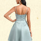 Laila A-line Straight Short Satin Homecoming Dress DLP0025643