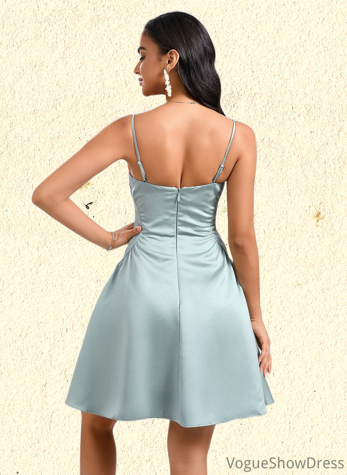 Laila A-line Straight Short Satin Homecoming Dress DLP0025643