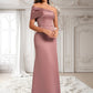 Cierra A-line Asymmetrical Off the Shoulder Floor-Length Satin Prom Dresses DLP0025884