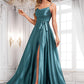 Lisa A-line Cowl Floor-Length Stretch Satin Bridesmaid Dress With Ruffle DLP0025781