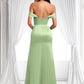 Stephanie Trumpet/Mermaid Off the Shoulder Square Floor-Length Satin Prom Dresses With Ruffle DLP0025883