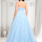 Natalia Ball-Gown/Princess Straight Sweep Train Tulle Prom Dresses With Sequins Appliques Lace DLP0025864