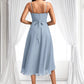 Jeanie A-line Cowl Asymmetrical Chiffon Bridesmaid Dress With Ruffle DLP0025727