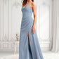 Greta A-line V-Neck Floor-Length Chiffon Bridesmaid Dress DLP0025726