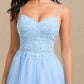 Alexis A-line V-Neck Short Lace Tulle Homecoming Dress With Rhinestone Sequins DLP0025658