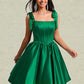 Laylah Ball-Gown/Princess Straight Short Satin Homecoming Dress With Bow DLP0025645