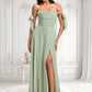 Samantha A-line Cowl Floor-Length Chiffon Bridesmaid Dress With Bow DLP0025738