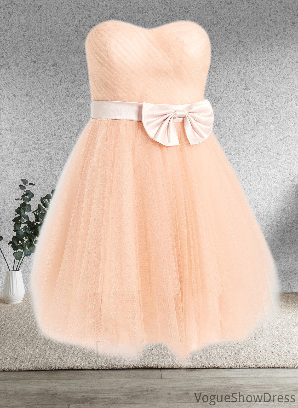 Sloane Ball-Gown/Princess Sweetheart Short Tulle Homecoming Dress With Bow DLP0025719