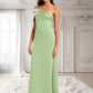 Cierra A-line Asymmetrical Off the Shoulder Floor-Length Satin Prom Dresses DLP0025884