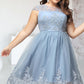 Taylor A-line Scoop Knee-Length Lace Tulle Homecoming Dress With Sequins DLP0020579