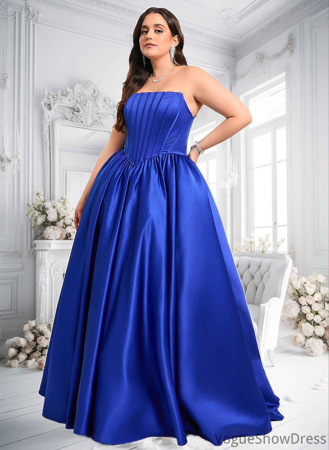 Marilyn Ball-Gown/Princess Straight Floor-Length Satin Prom Dresses DLP0025831