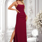 Ruby Trumpet/Mermaid Square Floor-Length Chiffon Bridesmaid Dress DLP0025826