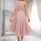 Kitty A-line One Shoulder Asymmetrical Chiffon Bridesmaid Dress With Ruffle DLP0025819