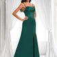 Stephanie Trumpet/Mermaid Off the Shoulder Square Floor-Length Satin Prom Dresses With Ruffle DLP0025883