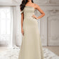 Cierra A-line Asymmetrical Off the Shoulder Floor-Length Satin Prom Dresses DLP0025884