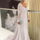 Jaslyn Sheath/Column Tulle Applique V-neck Long Sleeves Sweep/Brush Train Mother of the Bride Dresses DLP0020380