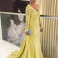 Jaslyn Sheath/Column Tulle Applique V-neck Long Sleeves Sweep/Brush Train Mother of the Bride Dresses DLP0020380