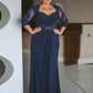 Patti Sheath/Column Chiffon Applique Sweetheart 3/4 Sleeves Floor-Length Mother of the Bride Dresses DLP0020443