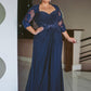 Patti Sheath/Column Chiffon Applique Sweetheart 3/4 Sleeves Floor-Length Mother of the Bride Dresses DLP0020443