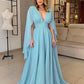 Anna A-Line/Princess Chiffon Ruffles V-neck Sleeveless Floor-Length Mother of the Bride Dresses DLP0020452