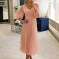 Kianna A-Line/Princess Chiffon Ruffles V-neck 3/4 Sleeves Tea-Length Mother of the Bride Dresses DLP0020295