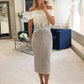 Phyllis Sheath/Column Lace Off-the-Shoulder Sleeveless Tea-Length Mother of the Bride Dresses DLP0020296