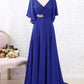 Kendra A-Line/Princess Chiffon Beading V-neck Short Sleeves Sweep/Brush Train Mother of the Bride Dresses DLP0020288