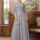 Yasmin A-Line/Princess Chiffon Applique V-neck 1/2 Sleeves Floor-Length Mother of the Bride Dresses DLP0020334