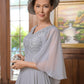 Yasmin A-Line/Princess Chiffon Applique V-neck 1/2 Sleeves Floor-Length Mother of the Bride Dresses DLP0020334