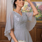 Yasmin A-Line/Princess Chiffon Applique V-neck 1/2 Sleeves Floor-Length Mother of the Bride Dresses DLP0020334