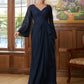 Araceli A-Line/Princess Chiffon Applique V-neck Long Sleeves Floor-Length Mother of the Bride Dresses DLP0020335