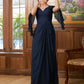 Araceli A-Line/Princess Chiffon Applique V-neck Long Sleeves Floor-Length Mother of the Bride Dresses DLP0020335