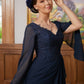 Araceli A-Line/Princess Chiffon Applique V-neck Long Sleeves Floor-Length Mother of the Bride Dresses DLP0020335