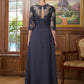 Brisa A-Line/Princess Chiffon Applique Scoop 3/4 Sleeves Asymmetrical Mother of the Bride Dresses DLP0020346