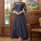 Brisa A-Line/Princess Chiffon Applique Scoop 3/4 Sleeves Asymmetrical Mother of the Bride Dresses DLP0020346