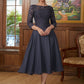 Danielle A-Line/Princess Chiffon Lace Scoop 3/4 Sleeves Tea-Length Mother of the Bride Dresses DLP0020347