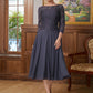 Danielle A-Line/Princess Chiffon Lace Scoop 3/4 Sleeves Tea-Length Mother of the Bride Dresses DLP0020347