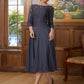 Danielle A-Line/Princess Chiffon Lace Scoop 3/4 Sleeves Tea-Length Mother of the Bride Dresses DLP0020347