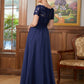 Valentina A-Line/Princess Chiffon Lace V-neck Short Sleeves Floor-Length Mother of the Bride Dresses DLP0020311