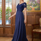 Valentina A-Line/Princess Chiffon Lace V-neck Short Sleeves Floor-Length Mother of the Bride Dresses DLP0020311