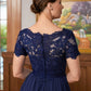 Valentina A-Line/Princess Chiffon Lace V-neck Short Sleeves Floor-Length Mother of the Bride Dresses DLP0020311