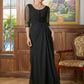 Emilia A-Line/Princess Chiffon Ruched Scoop 3/4 Sleeves Floor-Length Mother of the Bride Dresses DLP0020336