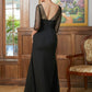 Emilia A-Line/Princess Chiffon Ruched Scoop 3/4 Sleeves Floor-Length Mother of the Bride Dresses DLP0020336