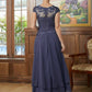 Riley A-Line/Princess Chiffon Applique Scoop Short Sleeves Asymmetrical Mother of the Bride Dresses DLP0020307