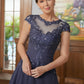 Riley A-Line/Princess Chiffon Applique Scoop Short Sleeves Asymmetrical Mother of the Bride Dresses DLP0020307