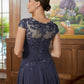 Riley A-Line/Princess Chiffon Applique Scoop Short Sleeves Asymmetrical Mother of the Bride Dresses DLP0020307