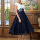 Aisha A-Line/Princess Chiffon Applique V-neck Short Sleeves Tea-Length Mother of the Bride Dresses DLP0020349